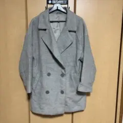 GU グレー ダブルブレスト チェスターコート