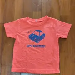 車柄 半袖Tシャツ オレンジ