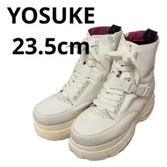 【YOSUKE】ホワイト ハイカットブーツ 厚底 23.5cm