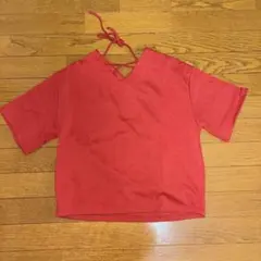 earth music&ecology レッド Vネック スウェットT Fサイズ