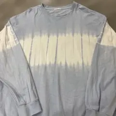 ライトブルー タイダイ柄 長袖カットソー　メンズLサイズ
