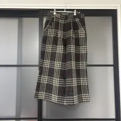 チェック柄 ワイドパンツ サイドポケット付き