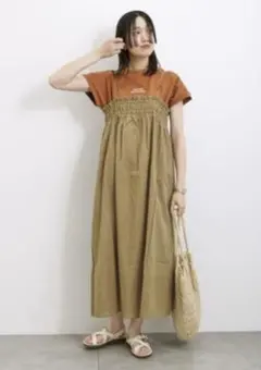 【新品タグ付き】Samansa Mos2 blue ＊ ギャザーキャミワンピース