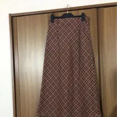 チェックスカート　ロング　秋