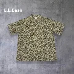 90s L.L.Bean オープンシャツ 開襟 半袖シャツ リーフ 総柄 L古着のサムネイル