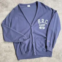 Championリバースウィーブスウェット カーディガン ナス紺色　猫目ボタン