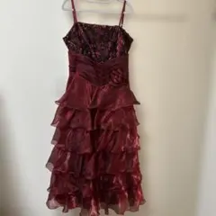 ワインレッド ティアードドレス ダンス衣装