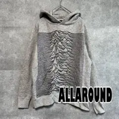 【オールアラウンド】プルオーバーパーカー　グレー　かぶり　フードあり　スウェット