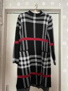 チェック柄ニットワンピース M-L
