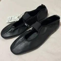 新品未使用 ZARA ストレッチ入りレザーバレリーナシューズ　36