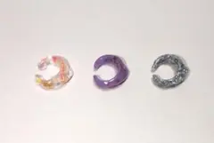 ハンドメイド　レジン製イヤーカフ　3点セット