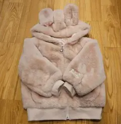 mezzo piano ウサギ耳　フェイクファーブルゾン　ライトピンク　110