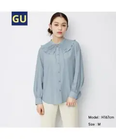 GU ジーユー プリーツカラーブラウス(長袖)