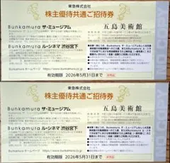 Bunkamura ザ・ミュージアム ル・シネマ 五島美術館 優待共通招待券2枚
