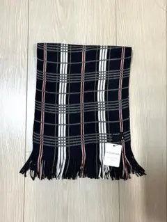 新品　TK タケオキクチ チェック柄 マフラー アクリル100% ネイビー