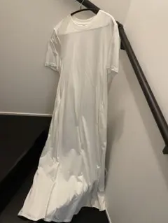 UNIQLO ホワイト UNIQLO コットンAラインロングワンピース