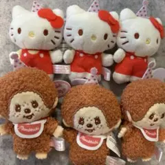 モンチッチ×ハローキティ　アニバーサリーパーティーマスコット6個セット