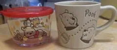 Disneyくまのプーさんマグカップ（ベージュ）＆蓋付きガラス容器のセット売り