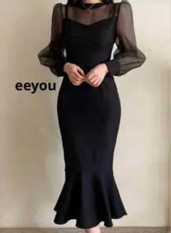 eeyou （DHOLIC）シースルーロングワンピース　パフスリーブ