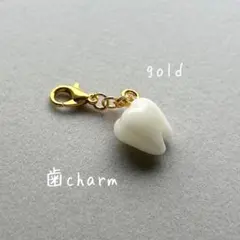 ハンドメイド　歯チャーム　ゴールドチェーン