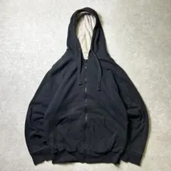 フルジップスウェットフーディ ダブルフェイス 裏地サーマル パーカー ブラック