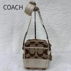 《良品》コーチ ショルダーバッグ レディース ホワイト ブラウン