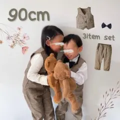 新品⭐️キッズ90 チェック柄 ベストパンツ セットアップ 卒園 入園 ベビー