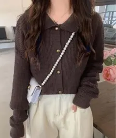 Girly Doll 襟付きニットカーディガンのサムネイル