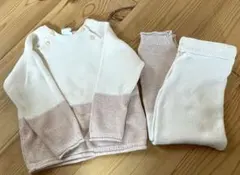 H&M オーガニックコットン バイカラー くすみピンク セットアップ