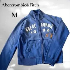 【Abercrombie&Fitch】ジップアップスウェット　青　裏起毛　M
