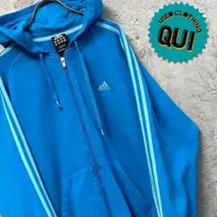 USA古着○アディダス 刺繍トラックジャケット ジャージ ブルー メンズL