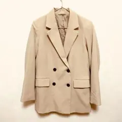 GU ダブルブレスト テーラードジャケット ベージュ レディース