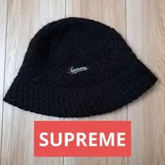 Supreme 黒 ニットバケットハット