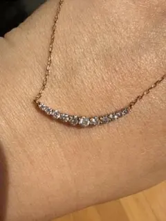 K18WG】ダイヤモンドスマイルラインネックレス 0.70ct ダイヤ13粒 