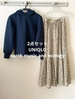 ユニクロ　パーカーとフレアスカート セット