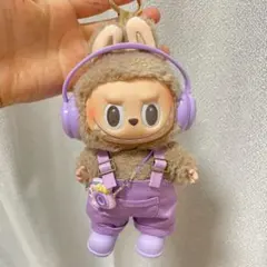 【5点セット】ラブブ labubu イヤホン 着せ替え 紫 ぬい服 カメラ