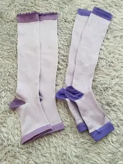 着圧ソックス 2足セット パープル系 ハイソックス おやすみソックス Mサイズ