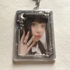 硬質　ケース　トレカ　デコ　レジン　キーホルダー　月　星　グレー　韓国　チェキ