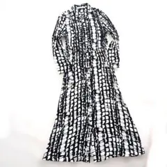 美品　ZARA モノトーン　シャツカラー　ロングワンピース L相当