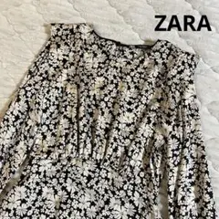 ZARA 花柄ワンピース　チュニック　フリル　ボタニカル　フォーマル