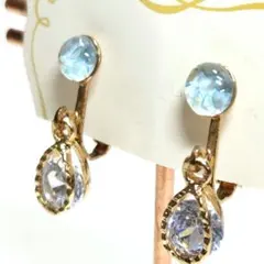 【在庫処分】水色　ゴールド　ドロップ　イヤリング　ハンドメイド