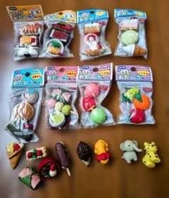 おもしろ消しゴムセット 　アニマル.デザート.和菓子.果物.食堂