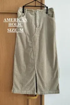 アメリカンホリック Mサイズ コーデュロイ フロントスリットタイト　ベージュ