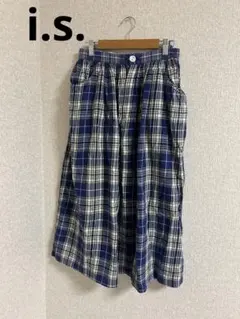 i.s. イッセイミヤケ☆コットンロングチェックスカートのサムネイル