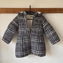 ベネトン 110 ダウン　コート　チェック柄