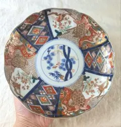 骨董　金彩色絵　蝙蝠と鶴亀　七寸皿　一客　antiquesのサムネイル