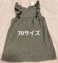グリーンドット柄 フリル付きワンピース H&M