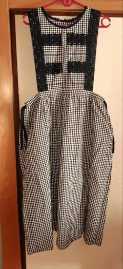 サマンサモスモス　黒　ギンガムチェックロングワンピース