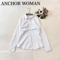【アンカーウーマン】長袖シャツ（L)ストライプ シンプル オフィス シャーリング