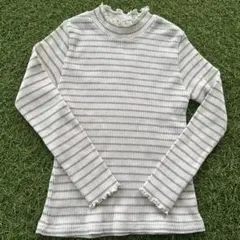 長袖カットソー 130サイズ 白とグレーのストライプ